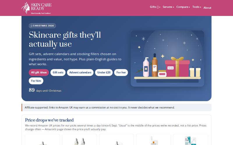 Skin Care Ready homepage